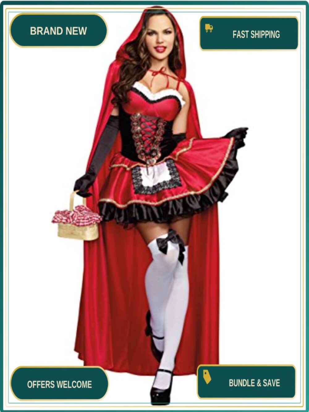 Dreamgirl Red Riding Hood Costume Adult Halloween Cosplay Dress Cape